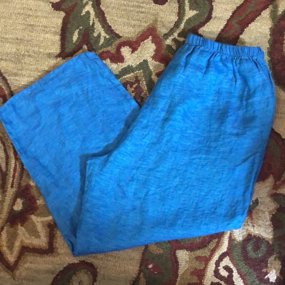 FLAX size Large Ladies LINEM Blue Pull-On Pant NEW - Picture 3 of 12